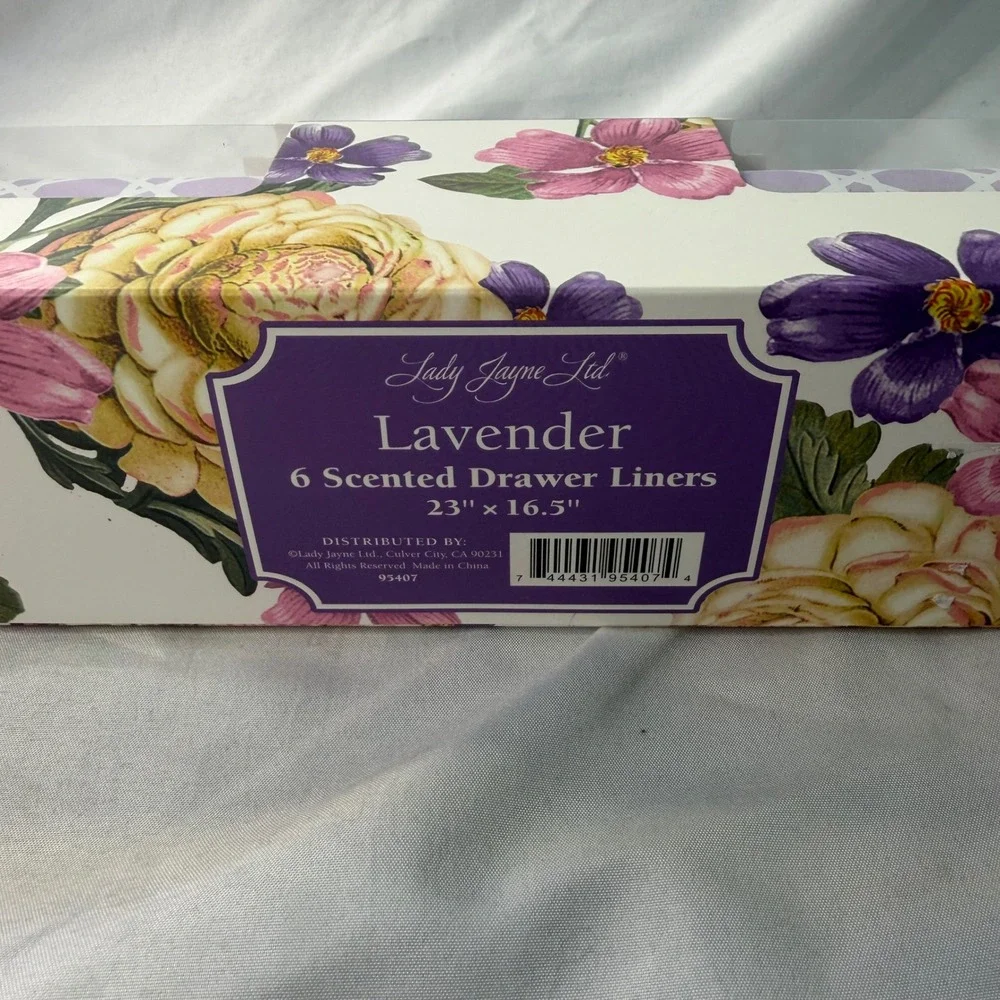 Lady Jayne Ltd Lavender Scented Drawer Liners 6 Sheets Purple Lattice 23x16.5